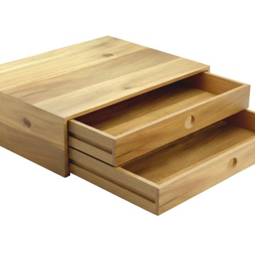 Premium Acacia Wood Desk Organizer with Two Drawers - Sustainable Office Storage